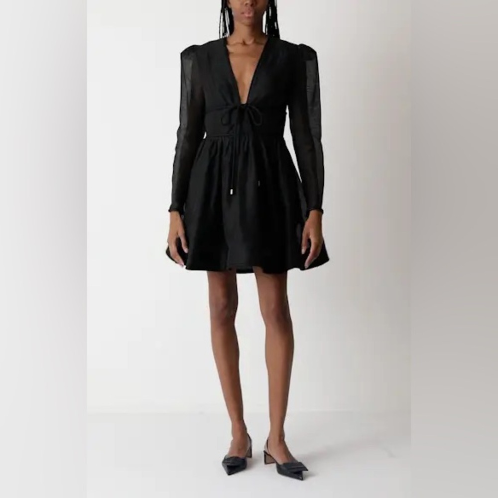 NWT Zimmermann Eden Long Sleeve Structured Linen and Silk Organza Dress 1 US6 - Picture 4 of 17
